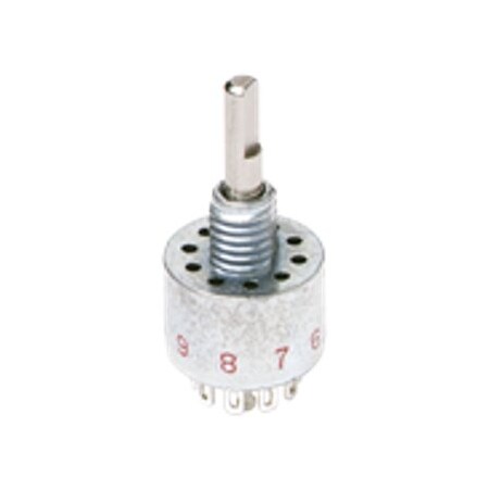 C&K Components Rotary Switch, 10 Positions, Sp10T, Latched, 0.25A, 28Vdc, 12 Pcb Hole Cnt, Solder Terminal, Screw MA10L2NCQF